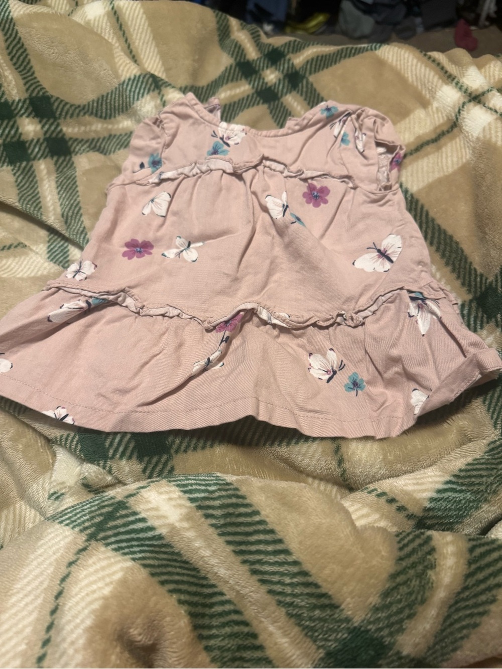 Carter's Light Pink Butterfly & Floral Tiered Dress